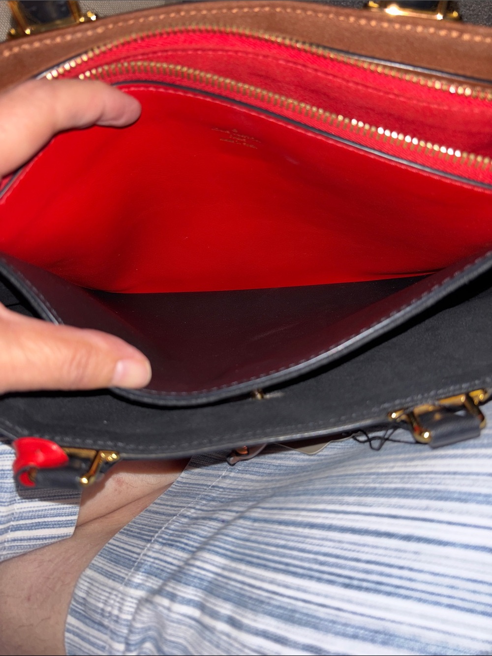 Louis Vuitton Millefeuille Brown Monogram Satchel with Red Accent - Picture 10 of 16